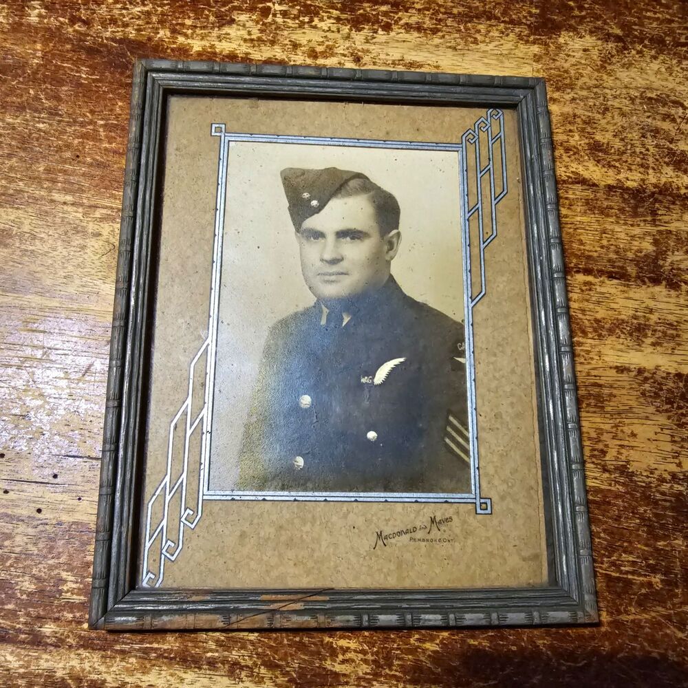 WWII RCAF Framed Portrait James Leon Lanfranchi Flying Officer WAG framed deco